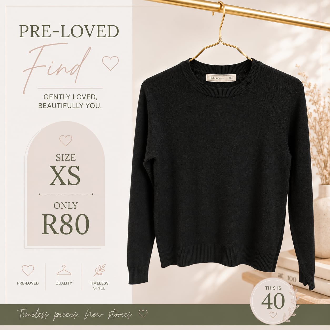 Pre-loved Black Knit Jumper, Size XS
