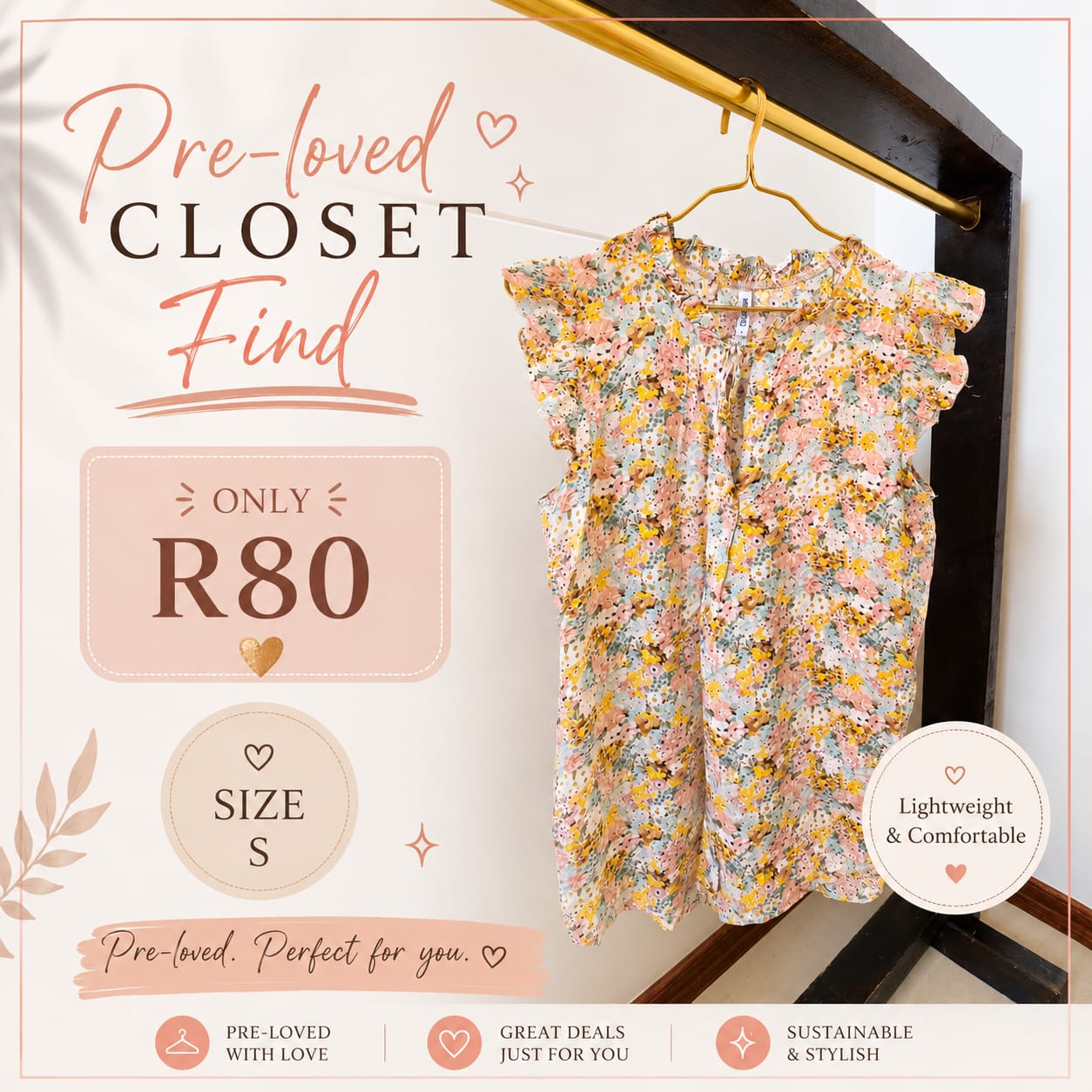 Pre-loved Floral Ruffle Blouse, Size S