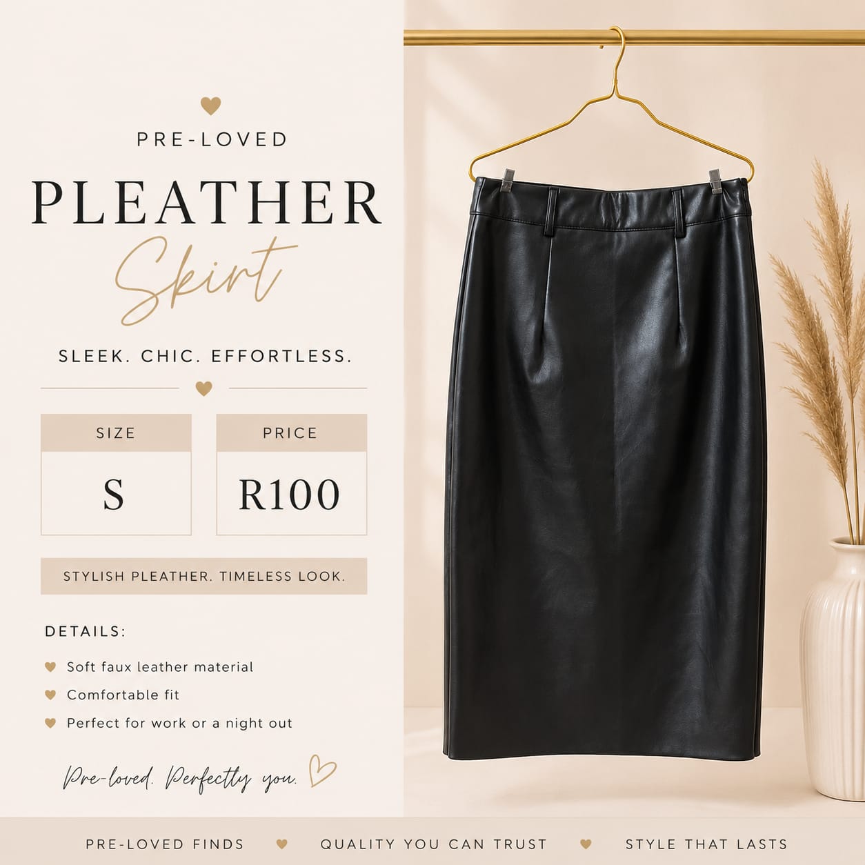 Pre-loved Pleather Skirt, Size S