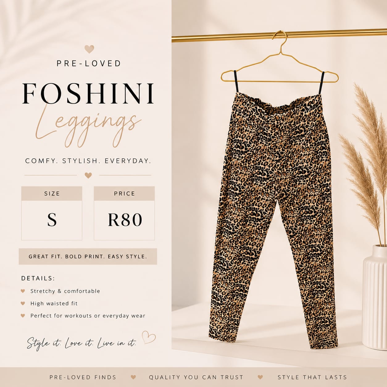 Pre-loved Leopard Leggings, Size S