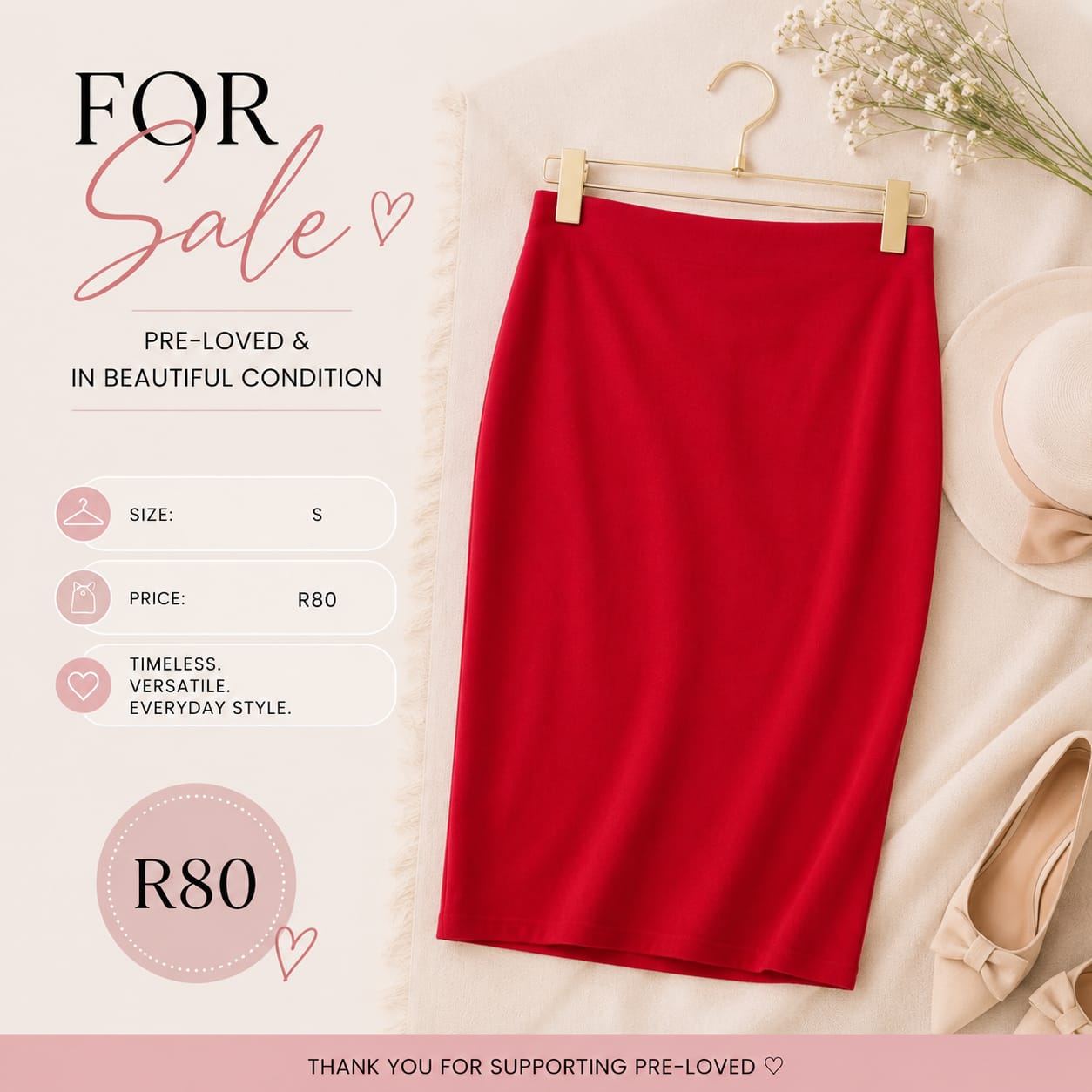 Red Skirt, Size S