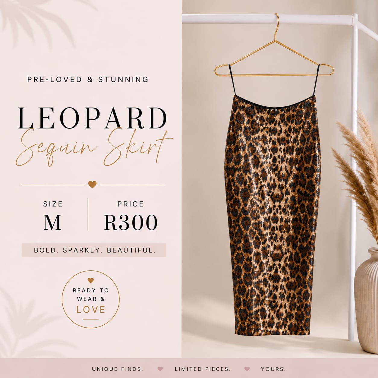Pre-loved Leopard Sequin Skirt, Size M
