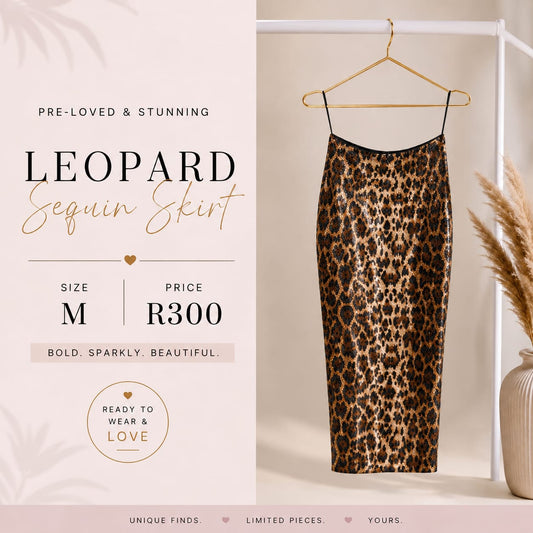 Pre-loved Leopard Sequin Skirt, Size M