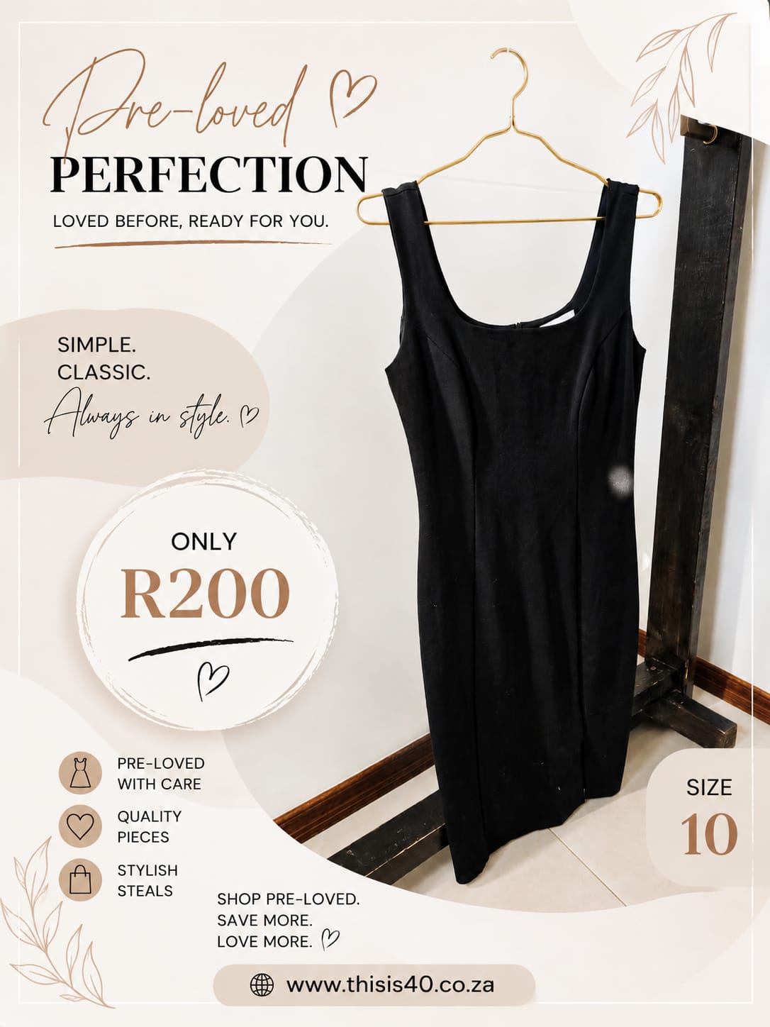 Pre-loved Black Bodycon Dress, Size 10