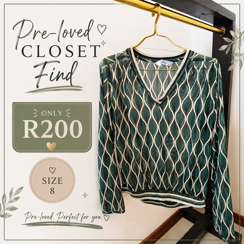 Pre-loved Green Print Blouse, Size 8