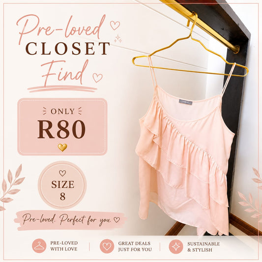 Pre-loved Blush Ruffle Cami, Size 8