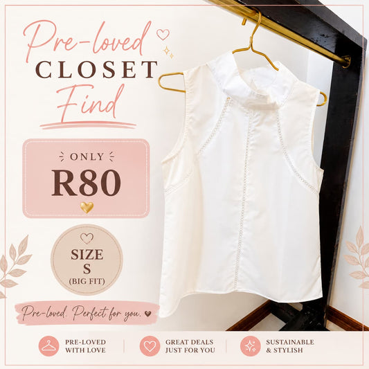 Pre-loved White Sleeveless Top, Size S