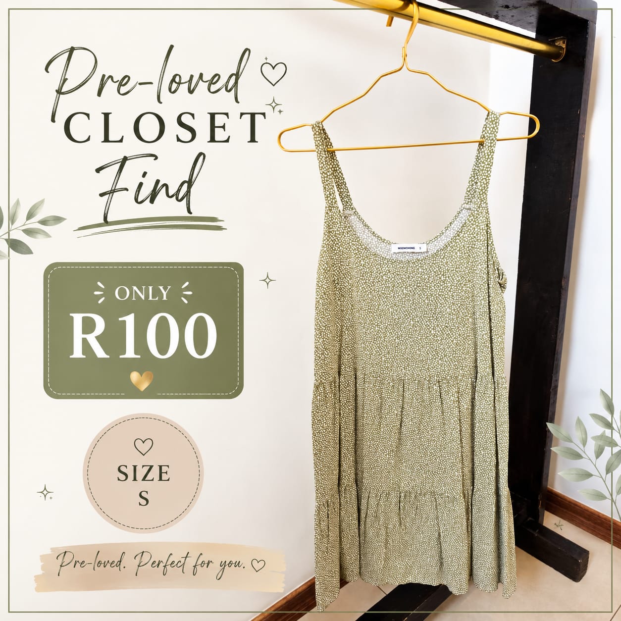Pre-loved Olive Spot Dress, Size S