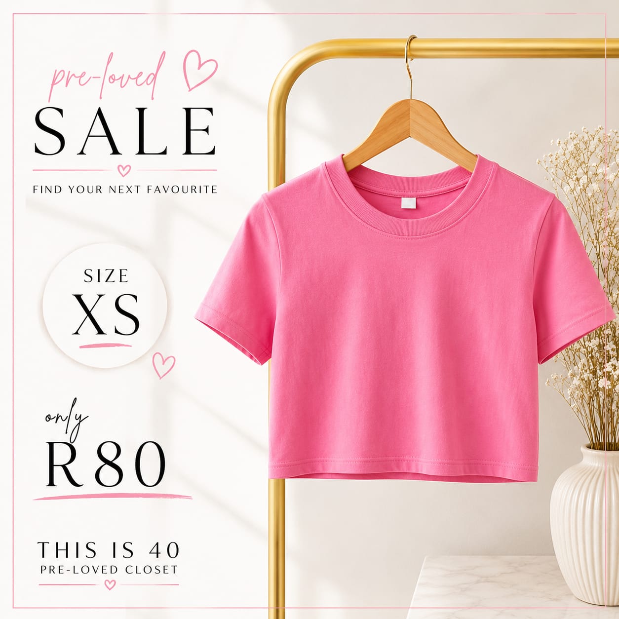 Pre-loved Pink Crop Tee, Size XS
