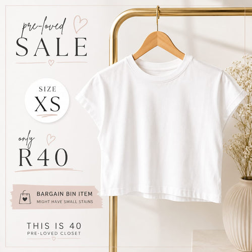 Pre-loved White Crop Tee, Size XS