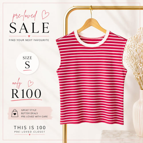 Pre-loved Red Striped Sleeveless Top, Size S