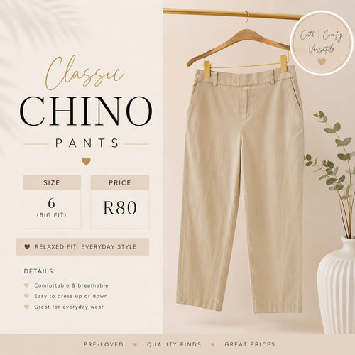 Pre-loved Classic Chino Pants, Size 6