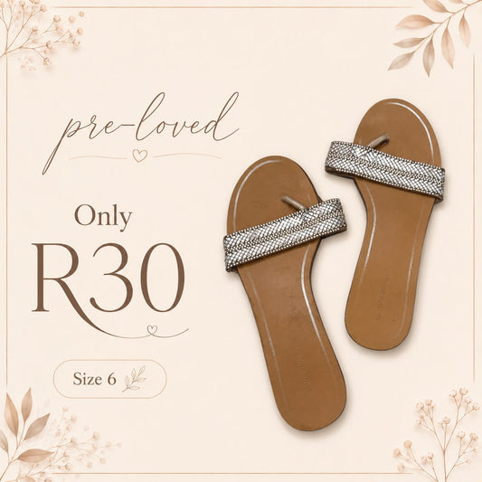 Pre-loved Silver Strappy Sandals, Size 6