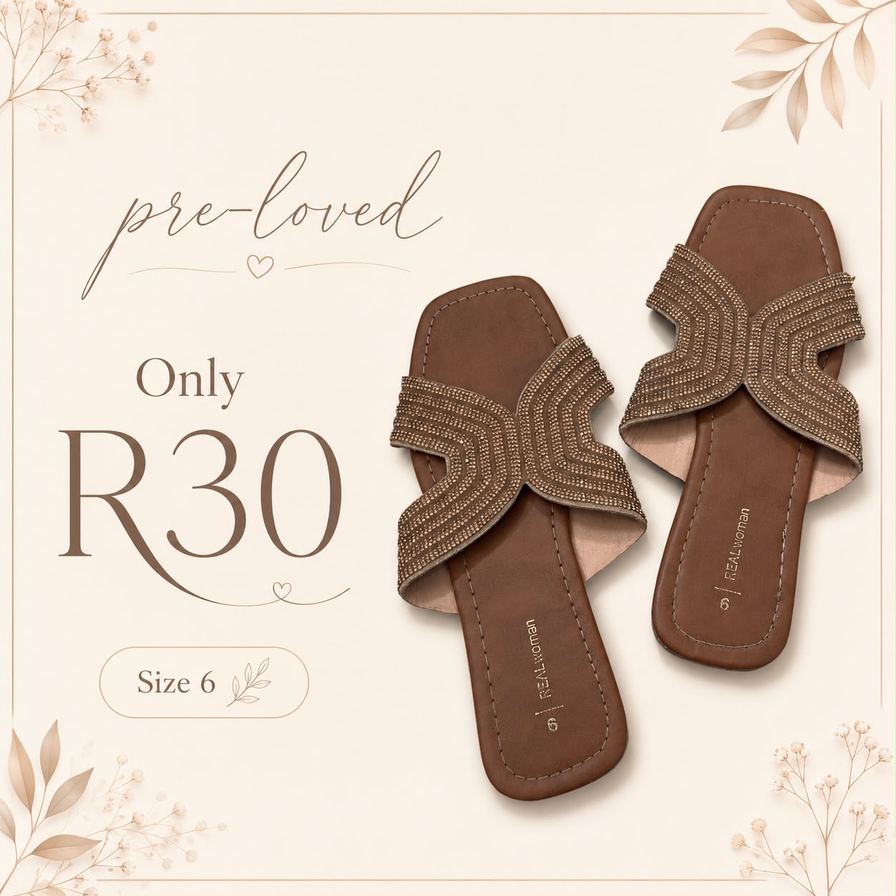 Pre-loved Bronze Slides, Size 6