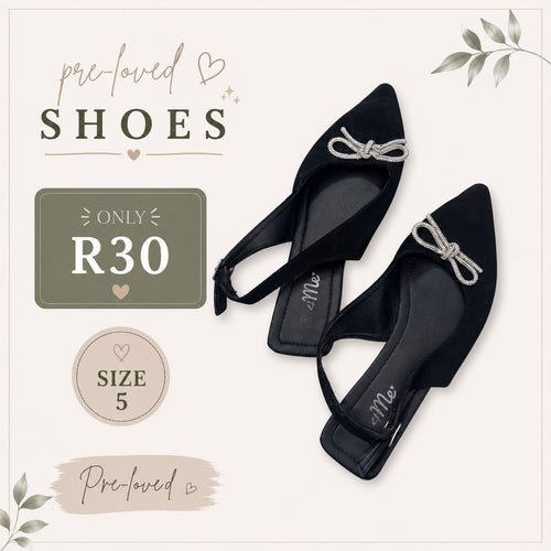 Pre-loved Black Bow Flats, Size 5