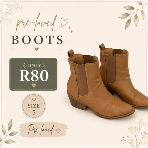 Pre-loved Tan Western Ankle Boots, Size 5