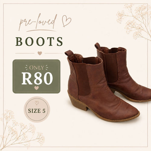 Pre-loved Brown Leather Ankle Boots, Size 5