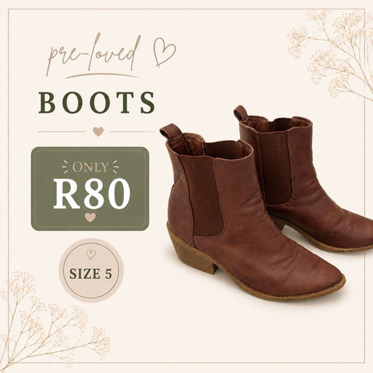 Pre-loved Brown Leather Ankle Boots, Size 5
