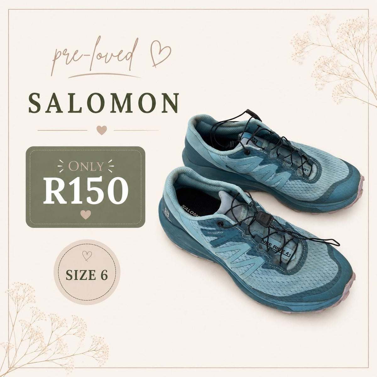 Pre-loved Salomon Trail Running Shoes, Size 6