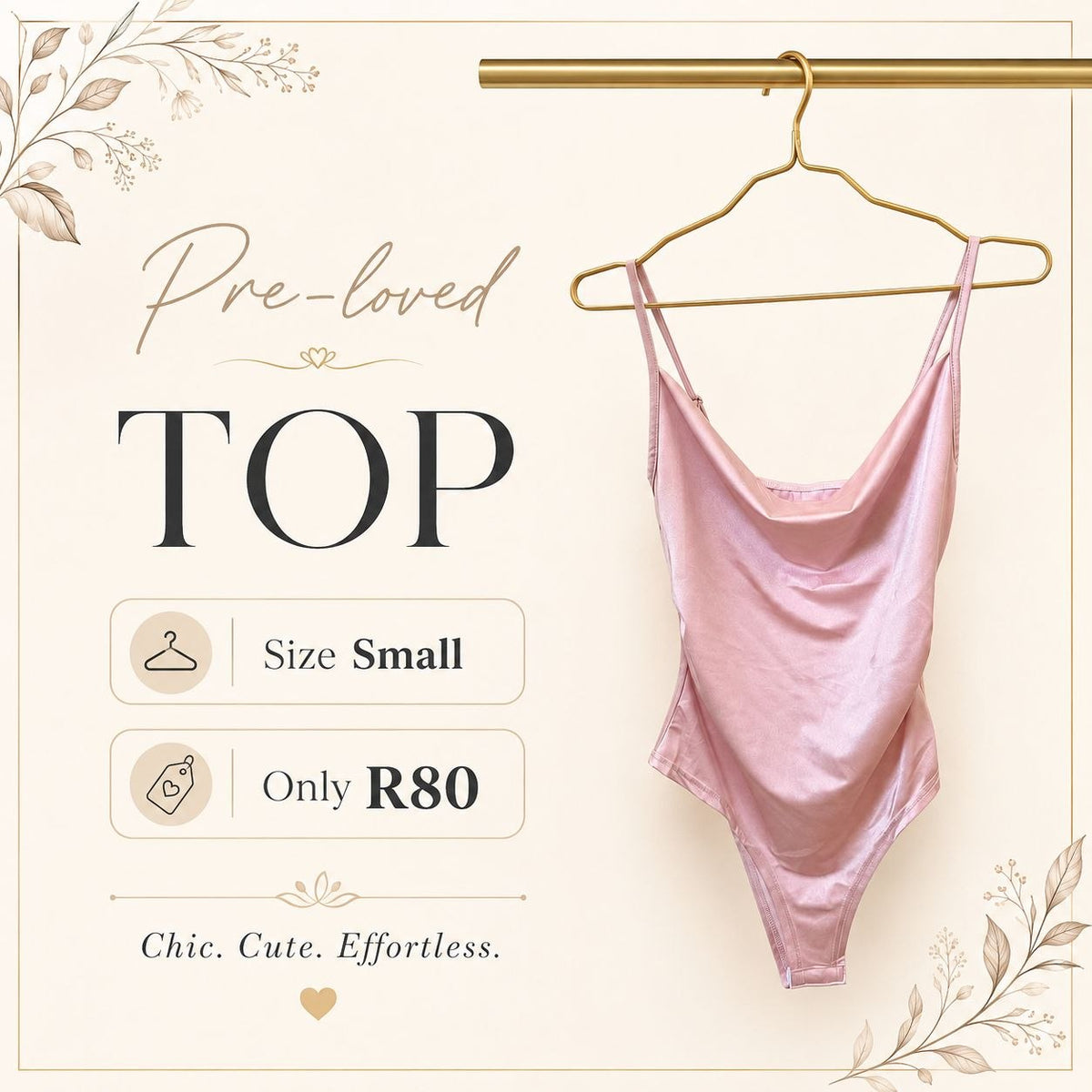 Pre-loved Rose Satin Cowl Neck Top, Size S
