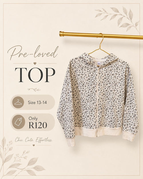 Pre-loved Leopard Print Hoodie, Size 13-14