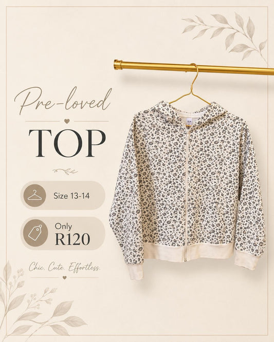 Pre-loved Leopard Print Hoodie, Size 13-14