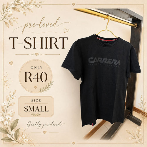 Pre-loved Black Carrera T-Shirt, Size S