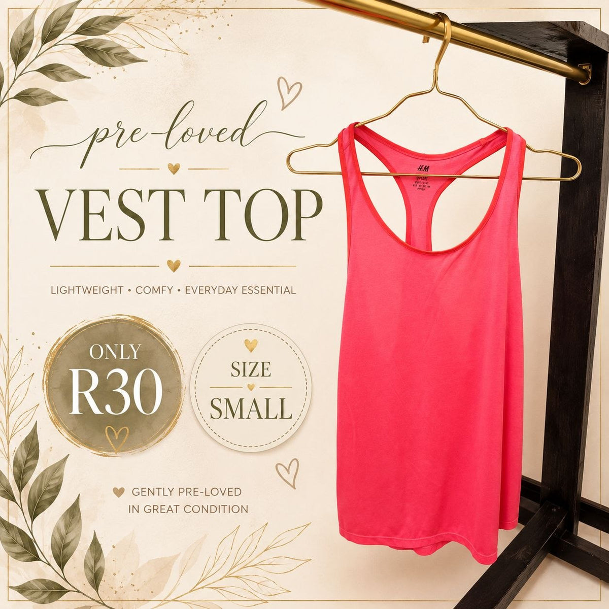 Pre-loved Pink Vest Top, Size S