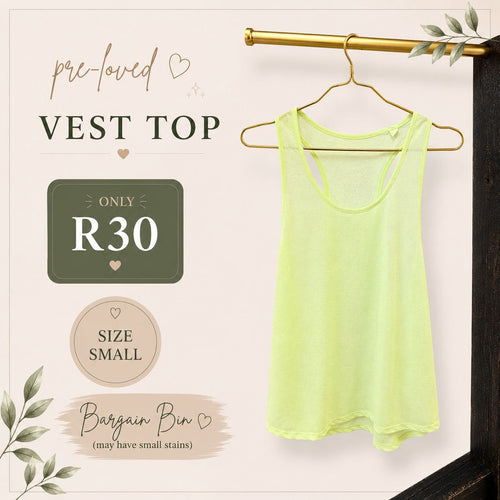 Pre-loved Neon Yellow Vest Top, Size S