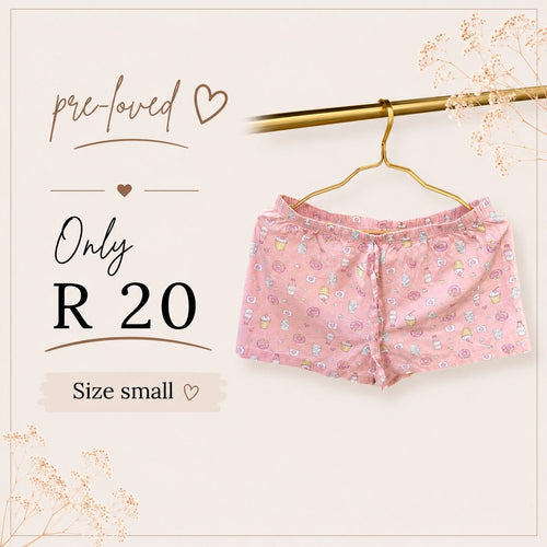 Pre-loved Pink Print Pyjama Shorts, Size S