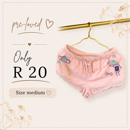 Pre-loved Pink Lace Trim Pyjama Shorts, Size M