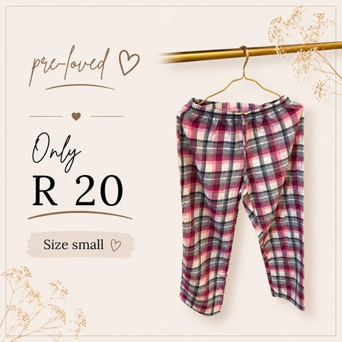 Pre-loved Pink Check Pyjama Pants, Size S