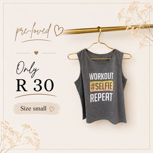 Pre-loved Workout Slogan Vest Top, Size S