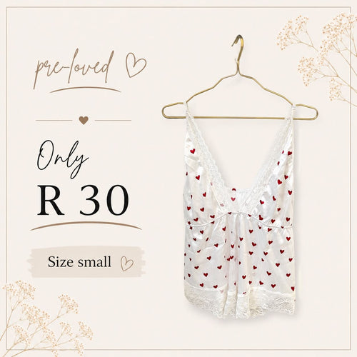 Pre-loved White Heart Print Cami, Size S